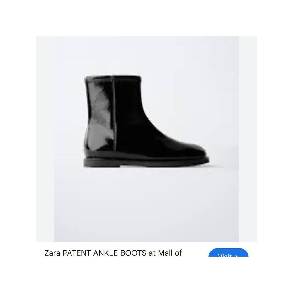 Zara Patent Ankle Boots Toddler Size 7.5 Black Good Side Zip Glossy 6115/630/800